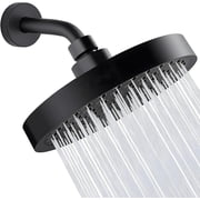 6 Inch High Pressure Rain Shower Head, Matte Black Bathroom Shower Head Replacement, Adjustable Easy Clean Round Showerhead