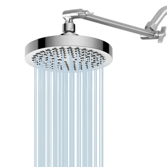 6 Inch High Pressure Rain Shower Head with Chrome Look, Silicone Nozzles Luxury Bathroom Shower Head