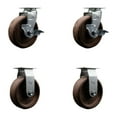 thumbnail image 1 of 6 Inch High Temp Glass Filled Nylon Caster Set w/Bronze Bearing 2 Brakes 2 Rigid, 1 of 2