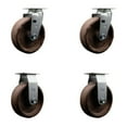 thumbnail image 1 of 6 Inch High Temp Glass Filled Nylon Caster Set w/Roller Bearing 2 Swivel 2 Rigid, 1 of 2