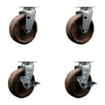 thumbnail image 1 of 6 Inch High Temp Glass Filled Nylon Swivel Caster Set w/Roller Bearings 2 Brakes, 1 of 2