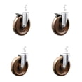 thumbnail image 1 of 6 Inch High Temp Phenolic 3/4 Inch Square Stem Caster Set 2 Total Lock Brake SCC, 1 of 2