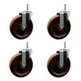 thumbnail image 1 of 6 Inch High Temp Phenolic 5/8 Inch Threaded Stem Caster Set with Brake, 1 of 2