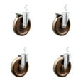 thumbnail image 1 of 6 Inch High Temp Phenolic 7/8 Inch Square Stem Caster Set 2 Total Lock Brake SCC, 1 of 2