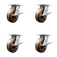thumbnail image 1 of 6 Inch High Temp Phenolic Caster Set with Roller Bearing and Brakes/Swivel Locks, 1 of 2