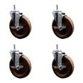 thumbnail image 1 of 6 Inch High Temp Phenolic Swivel 7/16 Inch Grip Ring Stem Caster Set with Brake, 1 of 2
