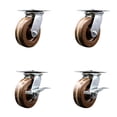 thumbnail image 1 of 6 Inch High Temp Phenolic Swivel Caster Set 2 Swivel Locks 2 Brakes SCC, 1 of 2