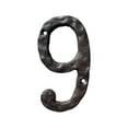 thumbnail image 1 of 6 Inch House Numbers, Cast Iron Metal Home Address Number, Heavy Duty & Sturdy, Unique Hammered Look, Number 9, 1 of 6