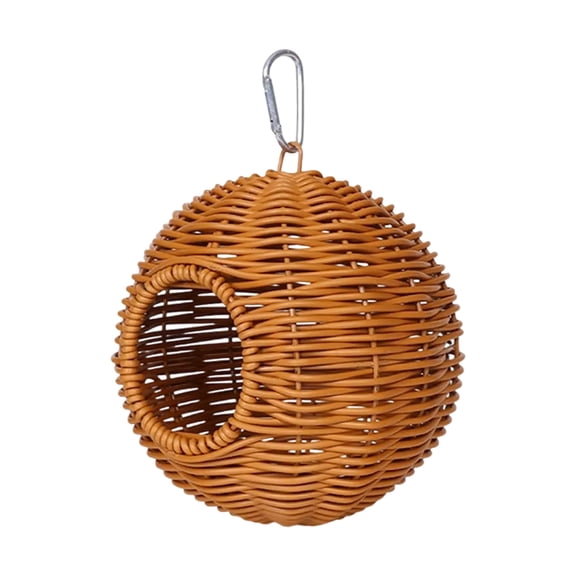 6 Inch Imitation Rattan Steel Frame Bird Nest for Cage, Washable Small Bird Bed Hammock Hideout Lay Eggs Parakeet Nest Sleep, Steel Frame Bird Nest for Cage, Washable Chewproof(Without liner)