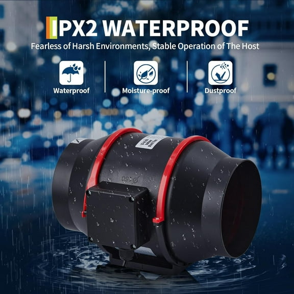 6 Inch Inline Duct Fan, 312 CFM Ventilation Exhaust Fan with Variable Speed Controller, Quiet AC-Motor Inline Fan for Cooling Booster, Grow Tents, Hydroponics, Black