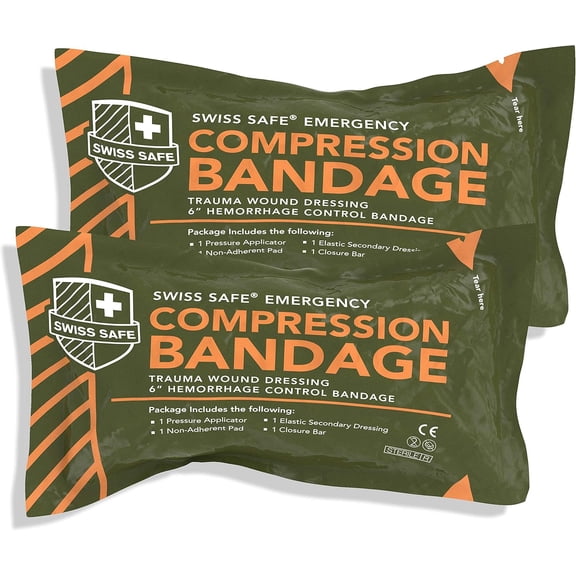 6 Inch Iraeli Bandage Trauma Kit terile Elatic Compreion Bandage Emergency Military IFAK inch, 2Pack