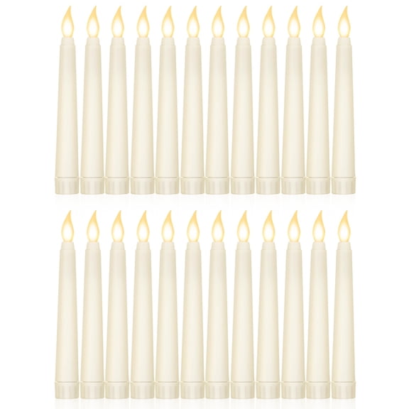 6 Inch Ivory Basic Taper Flameless Candles, Decorative LED Light Sticks