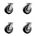 thumbnail image 1 of 6 Inch KP Rubber on Aluminum Swivel Caster Set with Ball Bearings & Swivel Locks, 1 of 2