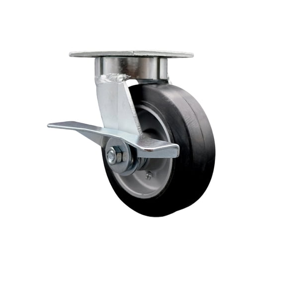 6 Inch KP Rubber on Aluminum Swivel Caster with Ball Bearing and Brake SCC