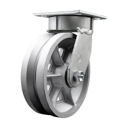 6 Inch KP V-Groove Semi Steel Cast Iron Wheel Swivel Caster w/Ball Bearing SCC