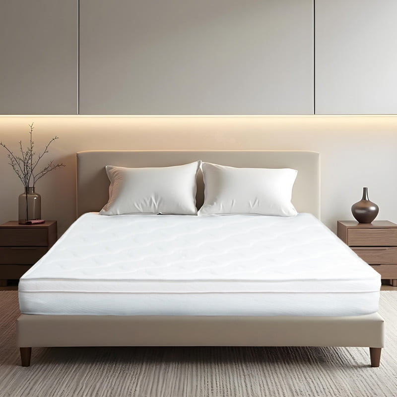 6 Inch King Size White Cotton Hybrid Mattress with Bonnell Coil Springs