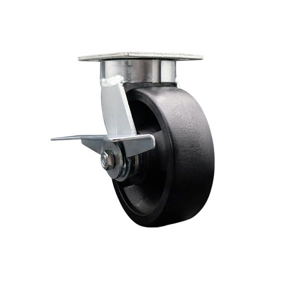 6 Inch Kingpinless Glass Filled Nylon Wheel Swivel Caster with Brake SCC