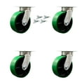 thumbnail image 1 of 6 Inch Kingpinless Green Poly on Steel Wheel Swivel Caster Set with Swivel Lock, 1 of 2