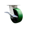 thumbnail image 1 of 6 Inch Kingpinless Green Poly on Steel Wheel Swivel Caster with Brake SCC, 1 of 2