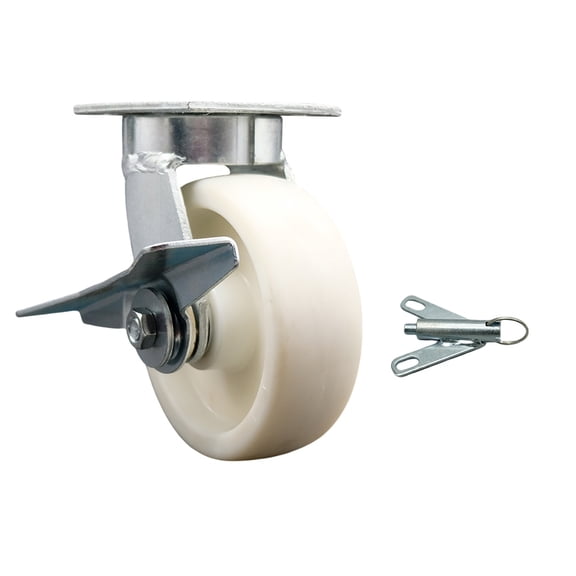 6 Inch Kingpinless Nylon Wheel Swivel Caster with Brake and Swivel Lock SCC