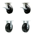 thumbnail image 1 of 6 Inch Kingpinless Phenolic Wheel Caster Set 2 Brakes 2 Rigid Service Caster, 1 of 2