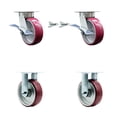 thumbnail image 1 of 6 Inch Kingpinless Poly on Aluminum Caster Set 2 Brakes/Swivel Locks 2 Rigid SCC, 1 of 2