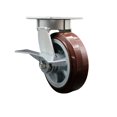 thumbnail image 1 of 6 Inch Kingpinless Poly on Polyolefin Wheel Swivel Caster with Brake SCC, 1 of 2