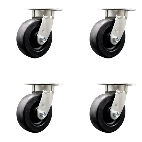 6 Inch Kingpinless Polyolefin Wheel Swivel Caster Set with Swivel Lock SCC