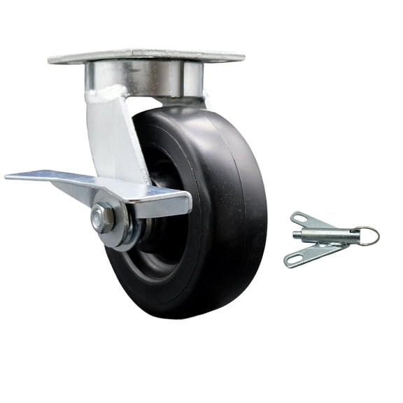 6 Inch Kingpinless Polyolefin Wheel Swivel Caster with Brake and Swivel Lock SCC