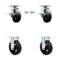 thumbnail image 1 of 6 Inch Kingpinless Rubber on Steel Caster Set 2 Brake & Swivel Lock 2 Rigid SCC, 1 of 2