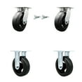 thumbnail image 1 of 6 Inch Kingpinless Rubber on Steel Wheel Caster Set 2 Swivel Locks 2 Rigid SCC, 1 of 2