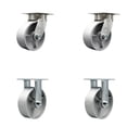 thumbnail image 1 of 6 Inch Kingpinless Semi Steel Wheel Swivel Caster Set 2 Swivel 2 Rigid SCC, 1 of 2