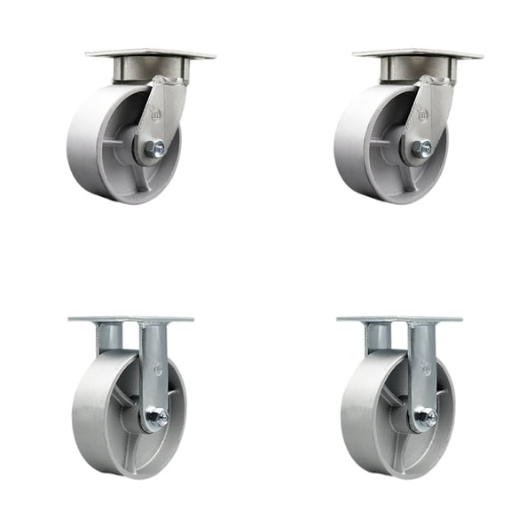 6 Inch Kingpinless Semi Steel Wheel Swivel Caster Set 2 Swivel 2 Rigid SCC