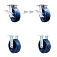 thumbnail image 1 of 6 Inch Kingpinless Solid Poly Wheel Caster Set 2 Brakes and Swivel Locks 2 Rigid, 1 of 2