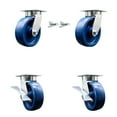 thumbnail image 1 of 6 Inch Kingpinless Solid Poly Wheel Caster Set 2 Swivel Locks 2 Brakes SCC, 1 of 2