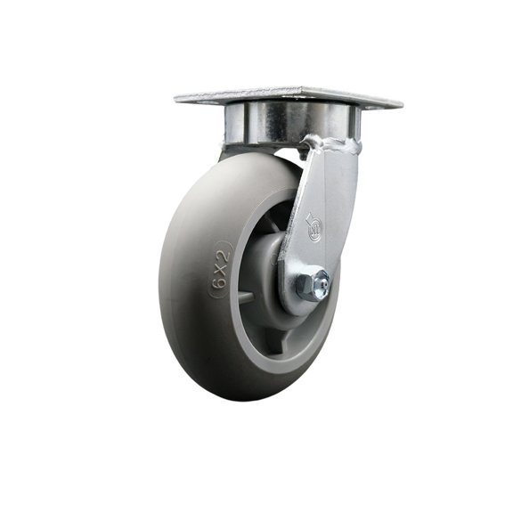 6 Inch Kingpinless Thermoplastic Rubber Wheel Swivel Top Plate Caster SCC