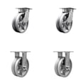 thumbnail image 1 of 6 Inch Kingpinless V Groove Semi Steel Wheel Caster Set 2 Swivel Locks 2 Rigid, 1 of 2