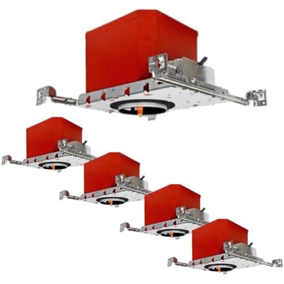 6 Inch LED Fire Rated Housing New Construction Recessed Can, UL Fire Ratings Up to 2 Hours, Airtight, Insulated and Non Insulated Ceilings, UL Listed - Pack of 4$$Tools