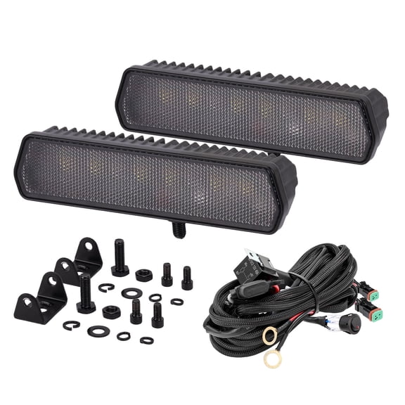 6 Inch LED Light Bar, 2PCS 120W Off Road Driving Fog Lights with Wiring Harness Kit Flood Diffusion Beam Backup Light LED Pods Bumper Work Lights for Truck Bike UTV ATV Boat