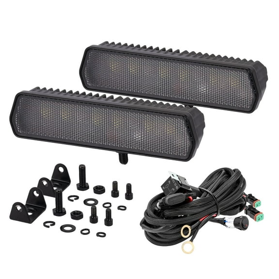 6 Inch LED Light Bar, 2PCS 120W Off Road Driving Fog Lights with Wiring Harness Kit Flood Diffusion Beam Backup Light LED Pods Bumper Work Lights for Truck Bike UTV ATV Boat