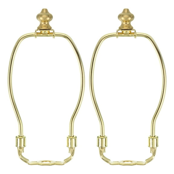 6 Inch Lamp Harp Kit with 1 Inch Height Solid Brass Finial, 2 Set Heavy Duty Bracket with Standard Saddle & Finial Detachable Shade Holder for Table Floor Lamps, Gold