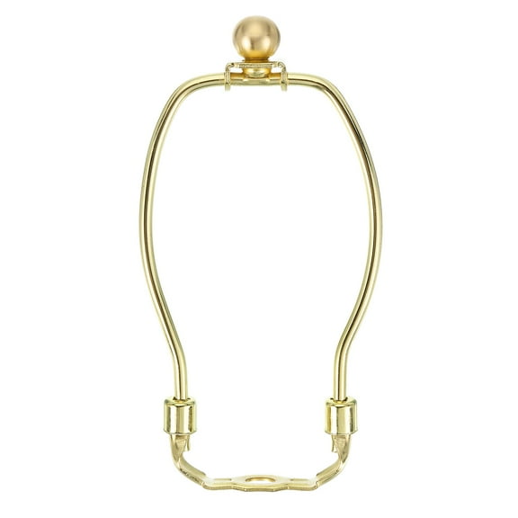 6 Inch Lamp Harp Kit with 17.5mm Solid Brass Ball Finial, 1 Set Heavy Duty Bracket with Standard Saddle & Finial Detachable Shade Holder for Table Floor Lamps, Gold