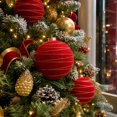 thumbnail image 1 of 6 Inch Large Flocked Christmas Ball Ornament, Textured Pattern Holiday Tree Decor for Christmas Party and Home Decoration., 1 of 9