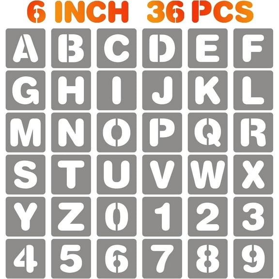 6 Inch Letter Stencils Symbol Numbers Craft Stencils, 36 Pcs Reusable Alphabet Templates Interlocking Stencil Kit for Painting on, Wall, Fabric, Rock, Sign, DIY Art Projects - Home Improvement