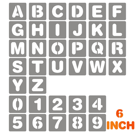 6 Inch Letter and Number Stencils, 36 Pcs Reusable Plastic Alphabet Spray Paint Stencils for Painting on Wood, Wall, Home Sign, DIY Craft Decoration