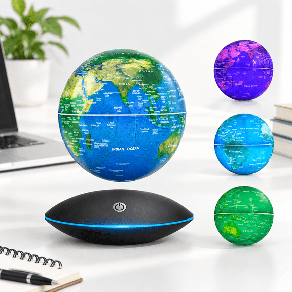 6 Inch Levitating Floating Globe with Illuminated Base and Touch Controls