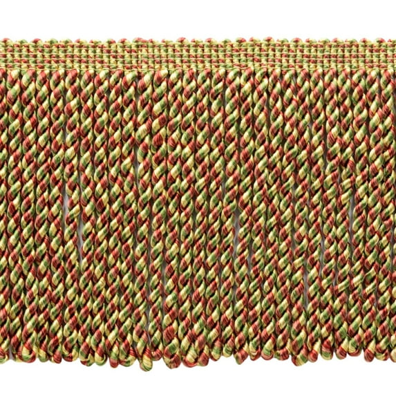 6 Inch Long / Brick Dust, Alpine Green, Light Gold, Maize Bullion Fringe Trim / Style# BFMLT6 / Color: Carnival - PRA2B / Sold By the Yard