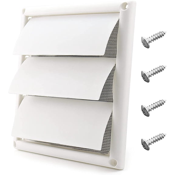 6 Inch Louvered Dryer Vent Cover, 8x8 Inch Outside Plastic Wall Cap