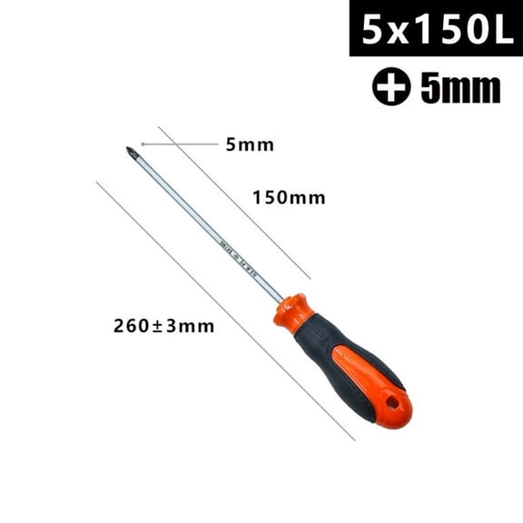 6 Inch Magnetic Slotted and Cross Screwdriver with Comfortable Rubber Handle and Chromium Vanadium Steel Shaft Suitable for Use in Confined Spaces (Cross Screwdriver)