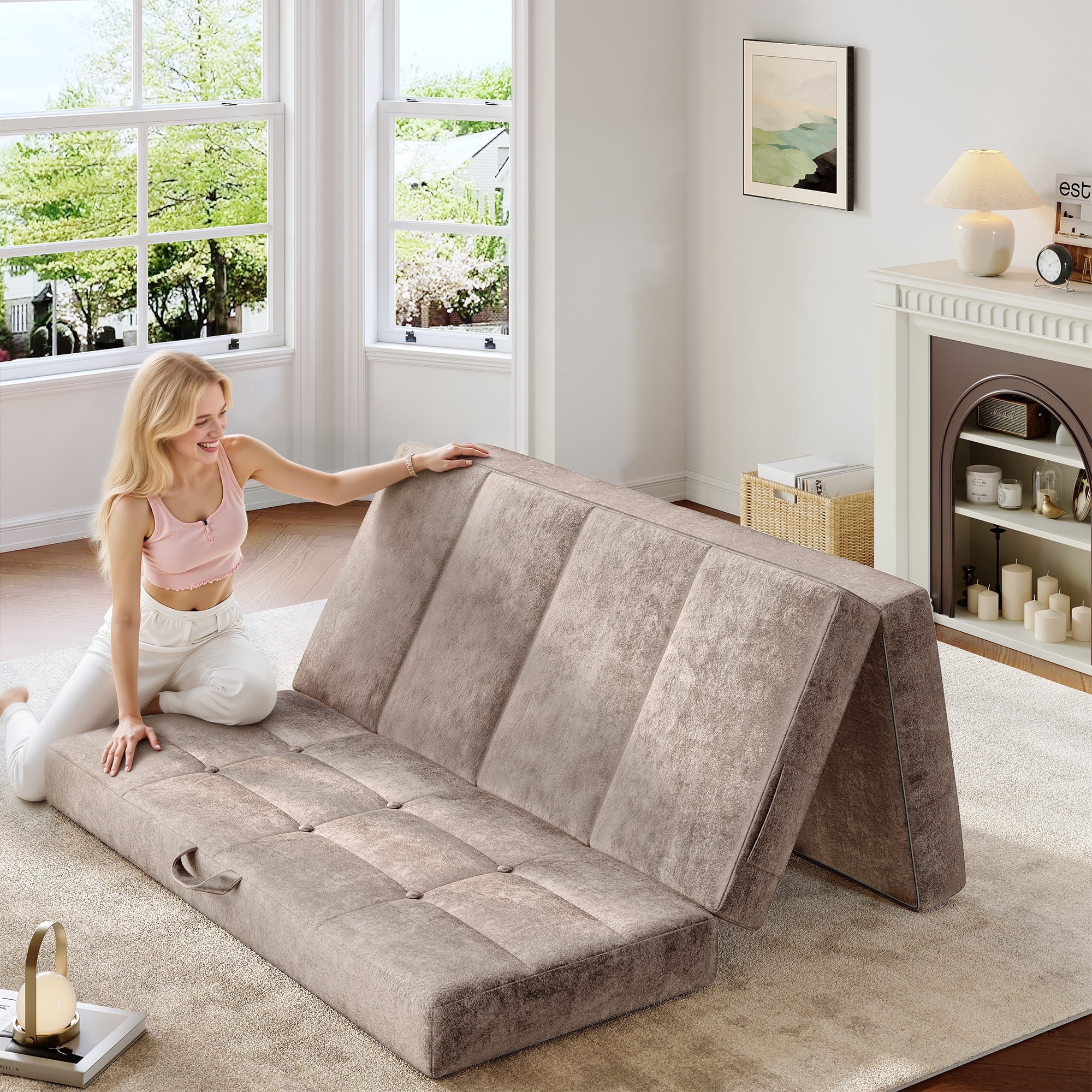 6 Inch Mattress Topper Tri-Fold Memory Foam Mattress Topper Full Size ...
